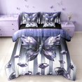 thumbnail image 1 of Homewish Glowing Butterfly Twin Bedding for Girls, Bling Stars Diamonds Bedding Comforter Set, Blue White, Black Reversible, 7-Piece, 1 of 7