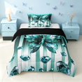 thumbnail image 1 of Homewish Glowing Butterfly Twin Comforter Sets for Girls, Bling Stars Diamonds Bedding Set, Cyan White, Black Reversible, 2pcs 1 Comforter and 1 Pillowcase, 1 of 6