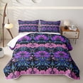 thumbnail image 1 of Homewish Glowing Floral Twin Quilt Set,Retro Blossom Flowers Twin Coverlet Set For Girls,Blue Pink Purple,2pcs, 1 of 7