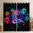 thumbnail image 1 of Homewish Glowing Game Controller Blackout Curtains,Monogram L Curtains Pack of 2 (42x84 Each),Orange Green, 1 of 6