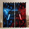thumbnail image 1 of Homewish Glowing Neon Gaming Controller Kitchen Curtains,Game Pad Theme Black Out Curtains Pack of 2 (42x63 Each),Blue Red, 1 of 6