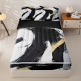 thumbnail image 1 of Homewish Gold Black Gradient Zipper Full Size Comforter Sets with Fitted Sheet and 2 Pillowcases,Modern Artwork Zipper Bedding Set,Black Reversible,4pcs, 1 of 8