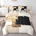 thumbnail image 1 of Homewish Gold Black Ombre 7-Piece Twin Bedding,Watercolor Oil Painting Bedding Comforter Set,Light Gray Reversible, 1 of 8