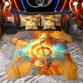thumbnail image 1 of Homewish Gold Cartoon Melody Twin Bedding Sets 7-Piece for Kids, Watercolor Artwork Bedding Comforter Set, Music Theme Reversible Sheet Sets, Super Cozy Room Decor, 1 of 7