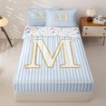 thumbnail image 1 of Homewish Gold M Letter Zipper Twin Comforter Sets with Fitted Sheet and 2 Pillowcases for Girl, Abstract Lines Zipper Bedding Set, Stars Reversible, 4 Pieces, 1 of 6