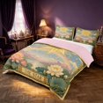 thumbnail image 1 of Homewish Gold Star Rainbow Bedding, Chic Lotus Duvet Cover Full, Pink Reversible 3 Pieces, 1 Duvet Cover and 2 Pillowcases, 1 of 6