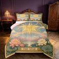 thumbnail image 1 of Homewish Gold Star Rainbow Full Size Comforter Sets, Chic Lotus Bedding Comforter Set, Pink Reversible 3 Pieces, 1 Comforter and 2 Pillowcases, 1 of 6