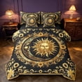 thumbnail image 1 of Homewish Gold Sun and Moon Full Size Bedding Sets, Bohemian Damask Full Size Bed in a Bag, Black, Black Reversible 7-Piece, 1 of 7