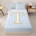 thumbnail image 1 of Homewish Gold T Letter Zipper Twin Comforter Sets with Fitted Sheet and 2 Pillowcases for Girl, Abstract Lines Zipper Bedding Set, Stars Reversible, 4-Piece, 1 of 6