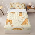 thumbnail image 1 of Homewish Golden Retriever Animal Zipper Twin Comforter Sets with Fitted Sheet and 2 Pillowcases,Dog Paws Bone Zipper Bedding Set,Yellow,Reversible,4pcs, 1 of 8