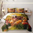 thumbnail image 1 of Homewish Golden Retriever Dog Twin Quilt Set,Tulip Flower Twin Coverlet Set,2-Piece, 1 of 7