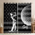 thumbnail image 1 of Homewish Golf Sport Player Blackout Curtains Set of 2 (52x84 Each) for Teen, Grey Stripes Stars Flag Window Curtains, Modern Ball Game Curtains and Drapes, Black Out Curtains Bedroom Decor, 1 of 6