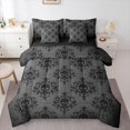 thumbnail image 1 of Homewish Goth Halloween Skull 7-Piece Twin Bedding,Bohemian Damask Bedding Comforter Set,Gray Black,Black Reversible, 1 of 8