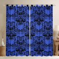 thumbnail image 1 of Homewish Goth Halloween Skull Blackout Curtains Set of 2 (52x84 Each),Retro Damask Curtain,Navy, 1 of 6