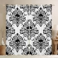 thumbnail image 1 of Homewish Goth Halloween Skull Kitchen Curtains,Victorian Damask Black Out Curtains Pack of 2 (42x63 Each),Black White, 1 of 6