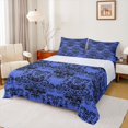 thumbnail image 1 of Homewish Goth Halloween Skull Queen Sheets,Retro Damask Queen Sheet Sets,Navy,4-Piece,1 Flat Sheet, 1 Fitted Sheet and 2 Pillowcases, 1 of 6