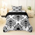 thumbnail image 1 of Homewish Goth Halloween Skull Twin Comforter Sets,Victorian Damask Bedding Set,Black White,Black Reversible,2 Pieces,1 Comforter and 1 Pillowcase, 1 of 7