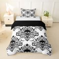 thumbnail image 1 of Homewish Goth Halloween Skull Twin Duvet Cover,Victorian Damask Twin Bedding,Black White,Black Reversible,2 Pieces,1 Duvet Cover and 1 Pillowcase, 1 of 6
