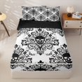 thumbnail image 1 of Homewish Goth Halloween Skull Zipper Twin Comforter Sets with Fitted Sheet and 2 Pillowcases,Victorian Damask Zipper Bedding Set,Black White,Black Reversible,4pcs, 1 of 8