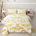thumbnail image 1 of Homewish Goth Skull Moth Quilt Full,Moon Floral Full Bedspread Sets,Yellow,Halloween Duvet,3-Piece, 1 of 7