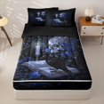 thumbnail image 1 of Homewish Goth Skull Skeleton Zipper Queen Comforter Set with Fitted Sheet and 2 Pillowcases,Halloween Zipper Bedding Set,Romantic Navy Floral Bed Set,Black Reversible,4pcs, 1 of 8