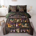 thumbnail image 1 of Homewish Goth Sugar Skull 7-Piece Twin Bedding,Retro Bookshelf Bedding Comforter Set,Halloween Bed Set,Black Reversible, 1 of 8