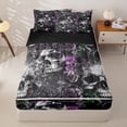 thumbnail image 1 of Homewish Goth Sugar Skull Zipper Twin Comforter Sets with Fitted Sheet and 2 Pillowcases,Spooky Halloween Zipper Bedding Set,Rose Flower Bed Set,Black Reversible,4pcs, 1 of 8