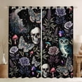 thumbnail image 1 of Homewish Gothic Boho Skeleton Black Out Curtains for Teens, Hippie Butterfly Moth Curtains Pack of 2 (42x63 Each), Romantic Rose Floral Bedroom Curtains, Curtains and Drapes Decor, 1 of 6