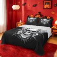 thumbnail image 1 of Homewish Gothic Halloween Skull Bed Sheets,3D Skeleton Pattern Full Size Sheets,Black White,4pcs,1 Flat Sheet,1 Fitted Sheet and 2 Pillowcases, 1 of 6