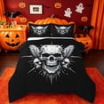 thumbnail image 1 of Homewish Gothic Halloween Skull Full Size Comforter Sets,3D Skeleton Pattern Bedding Comforter Set,Black White,Black Reversible,3pcs,1 Comforter and 2 Pillowcases, 1 of 7