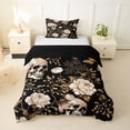 thumbnail image 1 of Homewish Gothic Halloween Skull Twin Duvet Cover,Vintage Baroque Floral Twin Bedding,Black Golden,Black Reversible,2-Piece,1 Duvet Cover and 1 Pillowcase, 1 of 6