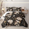 thumbnail image 1 of Homewish Gothic Halloween Skull Twin Quilt Set,Vintage Baroque Floral Twin Coverlet Set,Black Golden,2pcs, 1 of 7