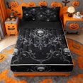 thumbnail image 1 of Homewish Gothic Halloween Skull Zipper Full Size Comforter Sets with Fitted Sheet and 2 Pillowcases,Vintage Damask Pattern Zipper Bedding Set,Black Silver,Black Reversible,4 Pieces, 1 of 7