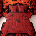 thumbnail image 1 of Homewish Gothic Halloween Spider Web 7 Pieces Full Size Bedding Sets,Bat Spooky Pattern Full Size Bed in a Bag,Red Black,Black Reversible, 1 of 8