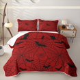 thumbnail image 1 of Homewish Gothic Halloween Spider Web Twin Quilt Set,Bat Spooky Pattern Twin Coverlet Set,Red Black,2-Piece, 1 of 7