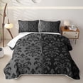 thumbnail image 1 of Homewish Gothic Horror Skull Quilt King,Retro Damask King Coverlet Set,Halloween Duvet,3 Pieces, 1 of 7