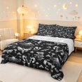 thumbnail image 1 of Homewish Gothic Moths Skull Bed Sheets,Spooky Botanical Mushroom Full Size Sheets,Black Gray,4pcs,1 Flat Sheet, 1 Fitted Sheet and 2 Pillowcases, 1 of 6