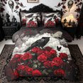 thumbnail image 1 of Homewish Gothic Raven Red Rose Twin Bedding for Kids, Romance Bird Butterfly Bedding Comforter Set, Black Reversible, 7pcs, 1 of 7