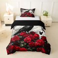 thumbnail image 1 of Homewish Gothic Raven Red Rose Twin Duvet Cover for Kids, Romance Bird Butterfly Twin Bedding, Black Reversible, 2pcs, 1 Duvet Cover and 1 Pillowcase, 1 of 6