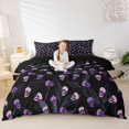 thumbnail image 1 of Homewish Gothic Skeleton Bedding for Teens, Halloween Skull Graffiti Duvet Cover Full, Black Reversible, 3-Piece, 1 Duvet Cover and 2 Pillowcases, 1 of 6