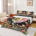 thumbnail image 1 of Homewish Gothic Skull Queen 4-Piece Sheet Set For Adults, Starry Sky Ultra Soft Flat Sheet, Botanical Red Mushroom Queen Fitted Sheet, Microfiber Bedroom Decor, 1 of 7