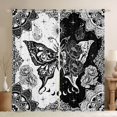 thumbnail image 1 of Homewish Gothic Skull Butterfly Blackout Curtains Set of 2 (52x84 Each),Boho Bohemain Print Window Curtains,White Black Gray Curtains and Drapes For Girls Teens,Luxury Bedroom Decor, 1 of 6