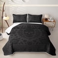 thumbnail image 1 of Homewish Gothic Skull Damask Quilt King,Spooky Halloween King Coverlet Set,Dark Gray,3pcs, 1 of 7