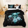 thumbnail image 1 of Homewish Gothic Skull Dragon Bedding,Rose Floral Duvet Cover Full,Light Green Halloween Decor,Black Reversible,3pcs,1 Duvet Cover and 2 Pillowcases, 1 of 6