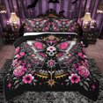 thumbnail image 1 of Homewish Gothic Skull Moth Bedding Comforter Set,Retro Rustic Flower Twin Comforter Sets,Pink Black Bedding Set For Girls Kids,Luxury Bedroom Decor Reversible,2-Piece, 1 of 8