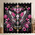 thumbnail image 1 of Homewish Gothic Skull Moth Black Out Curtains,Retro Rustic Flower Curtains Pack of 2 (42x63 Each),Pink Black Bedroom Curtains For Girls Kids,Luxury Bedroom Decor, 1 of 6