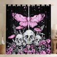 thumbnail image 1 of Homewish Gothic Skull Skeleton Blackout Curtains Set of 2 (52x84 Each),Happy Valentine'S Day Window Curtains,Pink Moth Flower Curtains and Drapes For Teens,Super Cozy Room Decor, 1 of 6