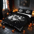 thumbnail image 1 of Homewish Gothic Skull Skeleton Duvet Cover Queen, Lunar Stars Queen Bedding, Black White, Black Reversible 3-Piece, 1 Duvet Cover and 2 Pillowcases, 1 of 7