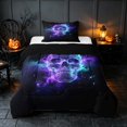 thumbnail image 1 of Homewish Gothic Skull Twin Comforter Sets, Flame Galaxy Stars Bedding Set, Black Lavender Teal, Black Reversible, 2 Pieces 1 Comforter and 1 Pillowcase, 1 of 5