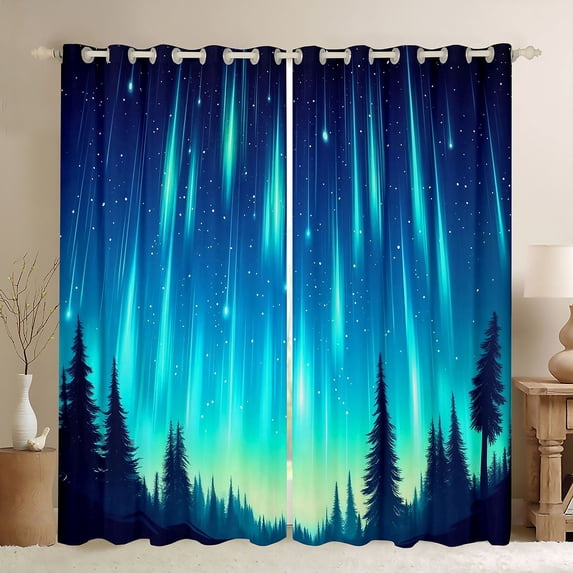 Homewish Gradient Aurora Blackout Curtains Set of 2 (52x84 Each) for Female Men Adults,Starry Sky Window Curtains,Abstract Ombre Curtains and Drapes,Lightweight Room Decor